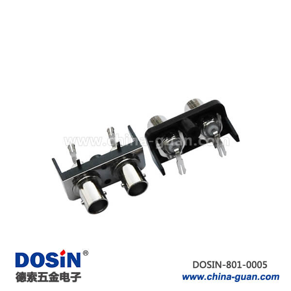 801-0005 同軸射頻連接器bnc母頭彎式PCB板端50歐姆黑色塑膠外殼