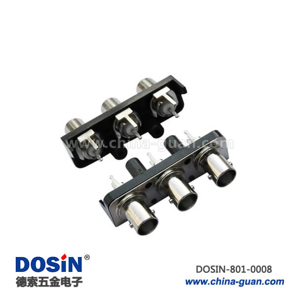 bnc多孔視頻連接器射頻同軸PCB板端50歐黑色塑膠外殼