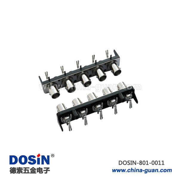 BNC連接器同軸射頻彎式母頭黑色塑膠外殼50歐姆PCB板端