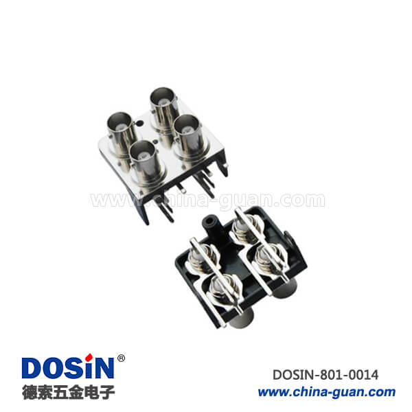 bnc端子板PCB彎式鋅合金四同軸射頻母頭50歐連接器