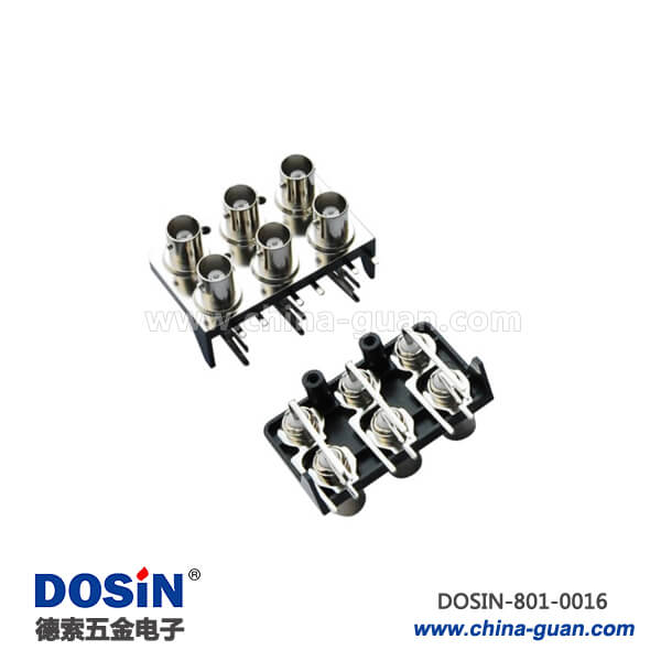 bnc 連接器PCB板端黑色塑膠外殼彎式母頭射頻6同軸