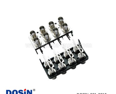 bnc同軸連接器8軸射頻黑色塑膠外殼母頭50歐姆彎式PCB板端座