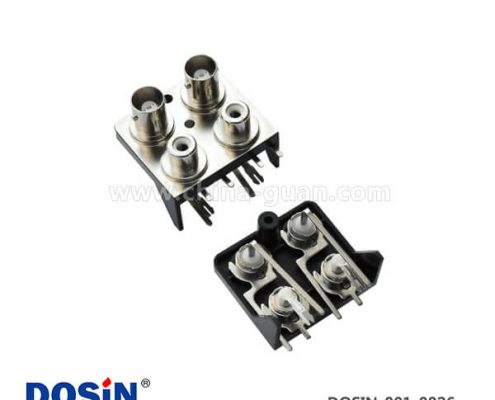 連接器bnc四同軸彎式母頭鋅合金50歐姆PCB板端