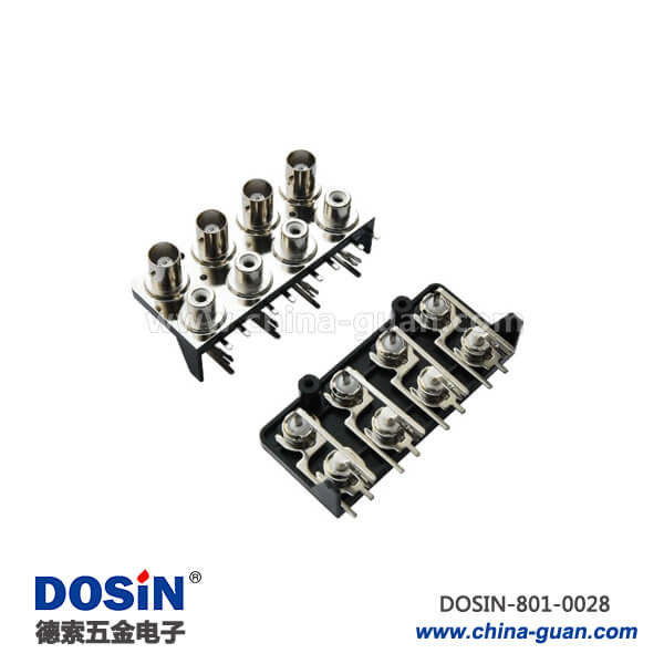 bnc高清視頻連接器RF射頻同軸八軸彎式鋅合金母頭PCB板端座