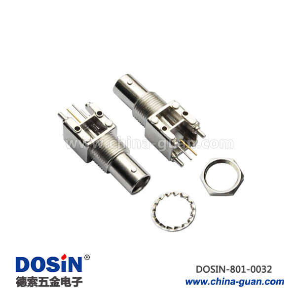 801-0032 rf射頻同軸連接器BNC直式50歐鋅合金母頭PCB板端