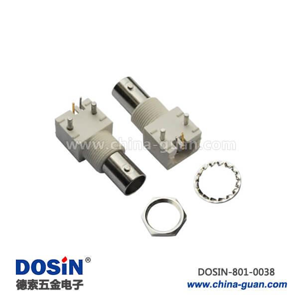 bnc插座母頭彎式50歐姆絕緣RF射頻同軸連接器PCB板端