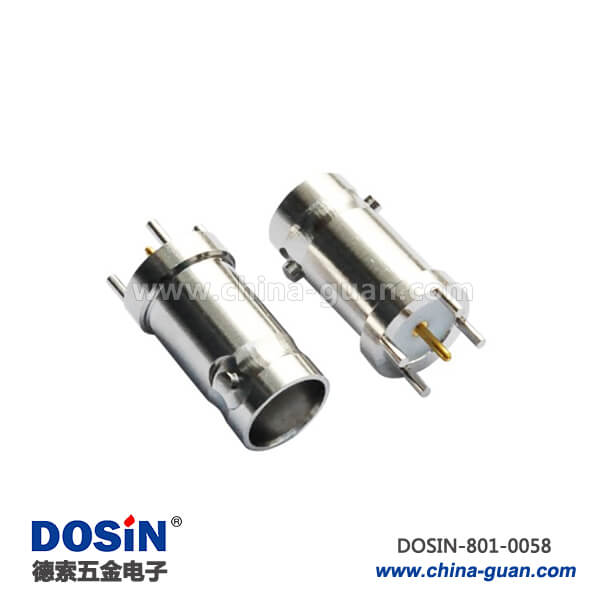 bnc電阻50歐姆直式鋅合金母頭4角同軸射頻連接器PCB板