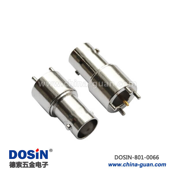 bnc同軸射頻連接器直式4腳母頭鋅合金PCB插座板