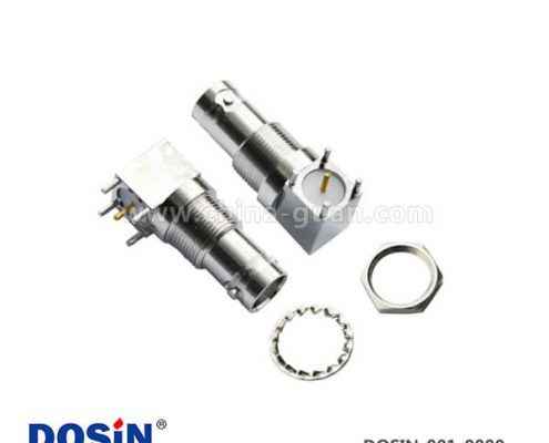 bnc阻抗方頭5引腳鋅合金彎頭射頻同軸連接器PCB板端