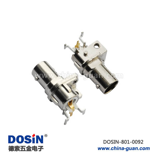 bnc 座彎式50歐母頭射頻同軸連接器PCB板端