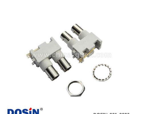 bnc座彎式引腳白色塑膠外殼絕緣母頭射頻同軸連接器PCB板