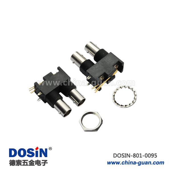 bnc音頻接口黑色塑膠外殼絕緣50歐母頭射頻同軸連接器PCB板端