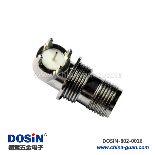 pcb 連接器板端插座圓形4腳彎式穿墻式tnc連接器