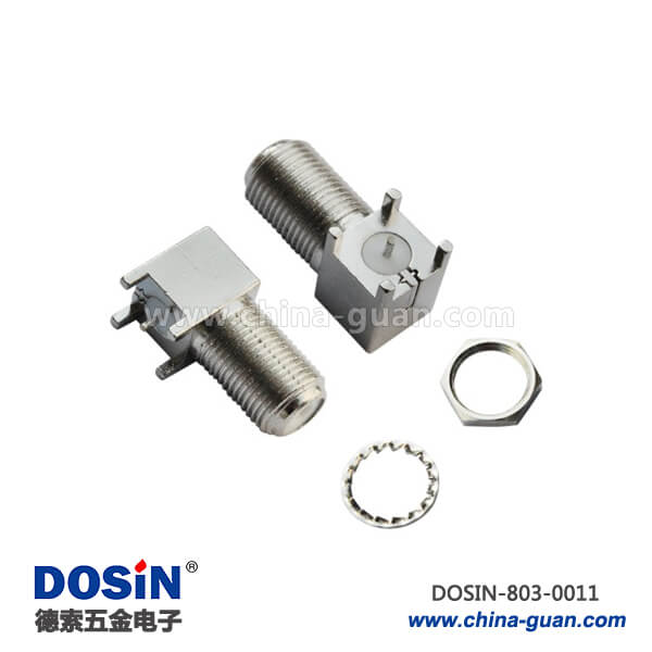 f頭連接器方形5引針母頭彎式射頻同軸穿墻PCB板