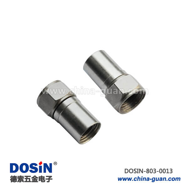 有線電視線直通頭F頭RF射頻同軸連接器直式公頭接線