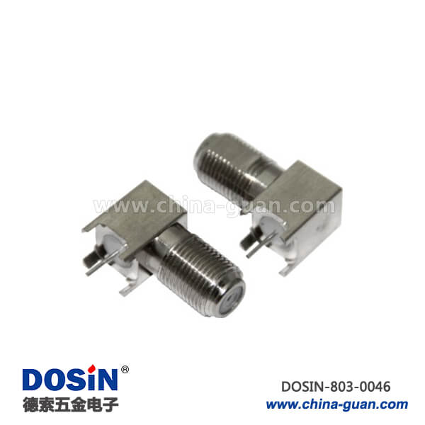 有線電視接頭 f頭彎式方形4腳母頭射頻同軸連接器