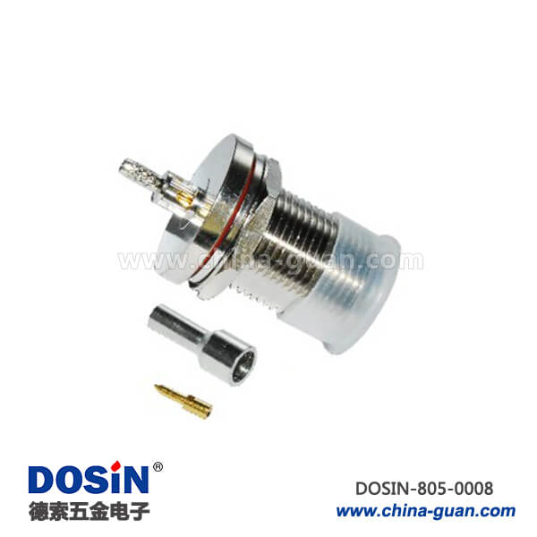 n射頻連接器直式壓接防水穿墻式母頭同軸連接器