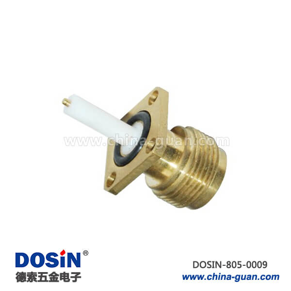 N同軸連接器鍍金4孔方形法蘭直式母頭穿墻延長(zhǎng)面板安裝