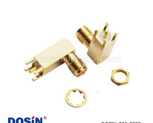 sma連接器彎式穿墻方頭5引腳母頭鍍金PCB板