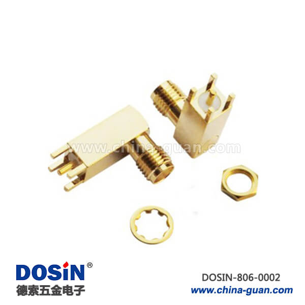 sma連接器彎式穿墻方頭5引腳母頭鍍金PCB板 sma連接器彎式穿墻方頭5引腳母頭鍍金PCB板