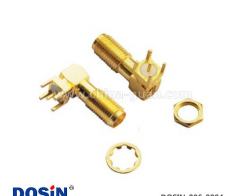 sma射頻連接器 鍍金穿墻彎角母頭PCB板端