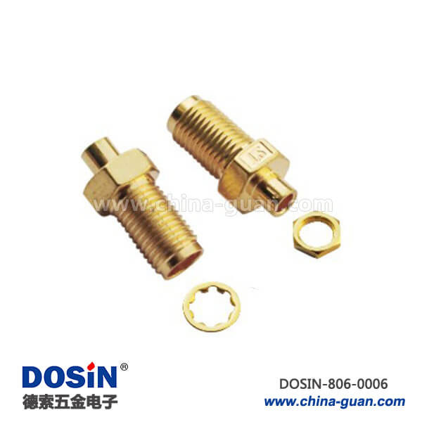 sma同軸連接器直式穿墻焊接鍍金同軸線纜