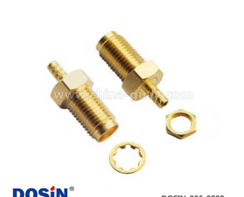 sma射頻同軸連接器直式鍍金壓接穿墻式母頭線纜