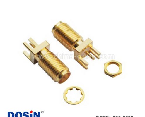 sma系列射頻連接器直式鍍金穿墻式PCB板端