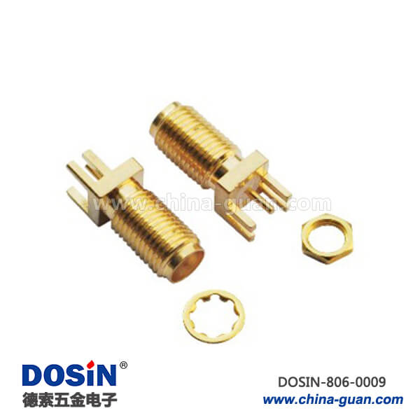 sma系列射頻連接器直式鍍金穿墻式PCB板端