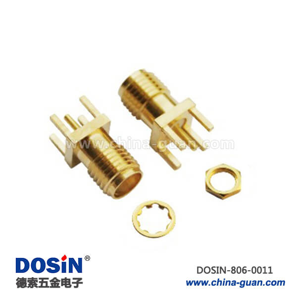 連接器母座sma射頻同軸直式母頭鍍金PCB電路板