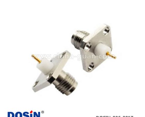 sma頭連接器直式穿墻式4孔方形法蘭底盤面板安裝