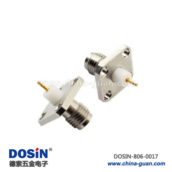 sma頭連接器直式穿墻式4孔方形法蘭底盤面板安裝 sma頭連接器直式穿墻式4孔方形法蘭底盤面板安裝