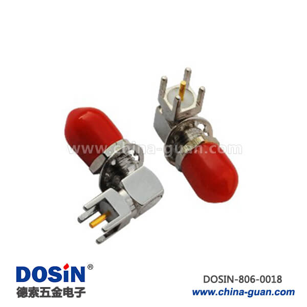 同軸連接器sma彎式穿墻式母頭鍍鎳PCB板端 同軸連接器sma彎式穿墻式母頭鍍鎳PCB板端