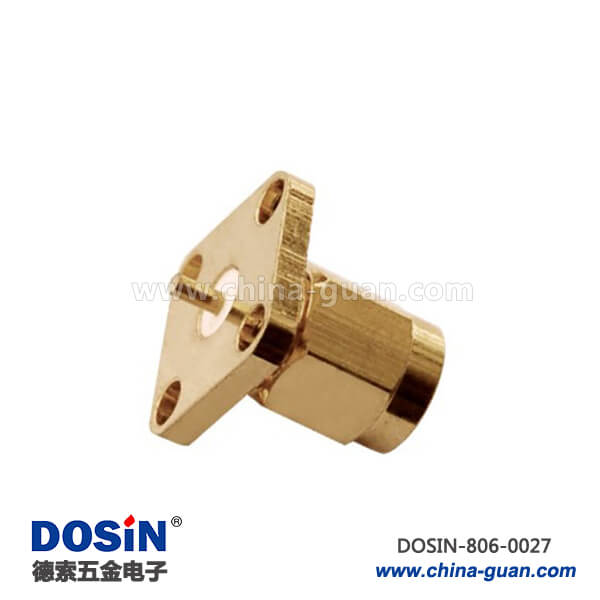 板端連接器母頭直式法蘭盤(pán)4孔焊接面板安裝sma板端