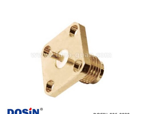 深圳同軸連接器直式母頭4孔方形法蘭盤焊接面板安裝sma