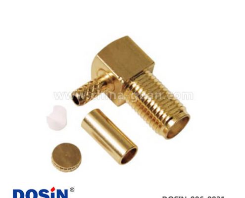 同軸連接器接頭sma射頻彎式鍍金壓接式母頭