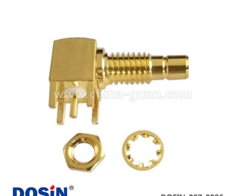 連接器smb同軸射頻彎式鍍金穿墻式母頭PCB板端插座