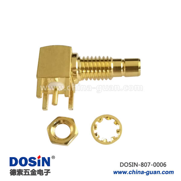 連接器smb同軸射頻彎式鍍金穿墻式母頭PCB板端插座 連接器smb同軸射頻彎式鍍金穿墻式母頭PCB板端插座