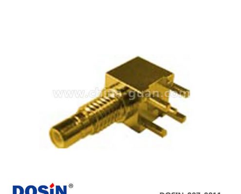 smb射頻連接器同軸母頭彎式方形5引腳鍍金穿墻式PCB板端