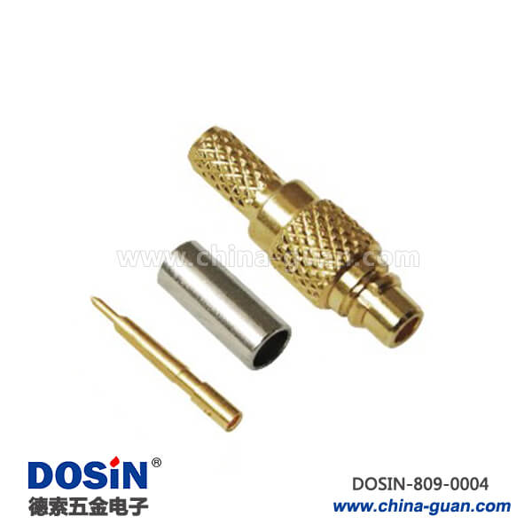 連接器公頭直式壓接鍍金MCX射頻同軸線纜