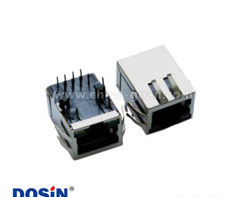 90度超薄型RJ45連接器插座帶EMI彈片帶LED燈