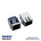 90度超薄型RJ45連接器插座帶EMI彈片帶LED燈