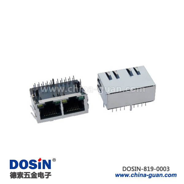 雙頭RJ45連接器屏蔽插座帶LED燈和EMI彈片