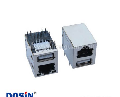 RJ45連接器8針帶USB單端口pcb安裝