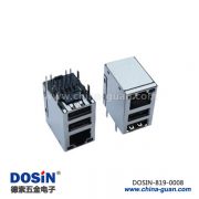 8針rj45連接器母頭雙usb接口