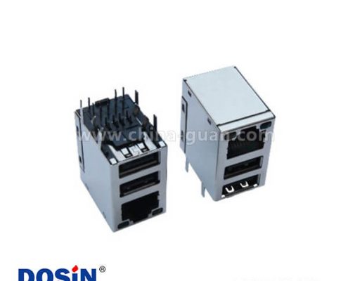8針rj45連接器母頭雙usb接口