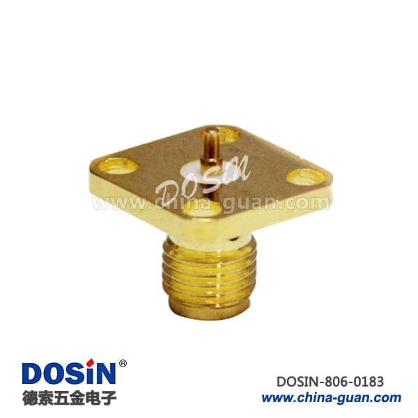 射頻sma母接頭4孔方形法蘭盤(pán)連接器焊線