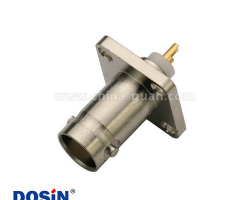 BNC4孔方形法蘭直式射頻同軸連接器母頭PCB板端