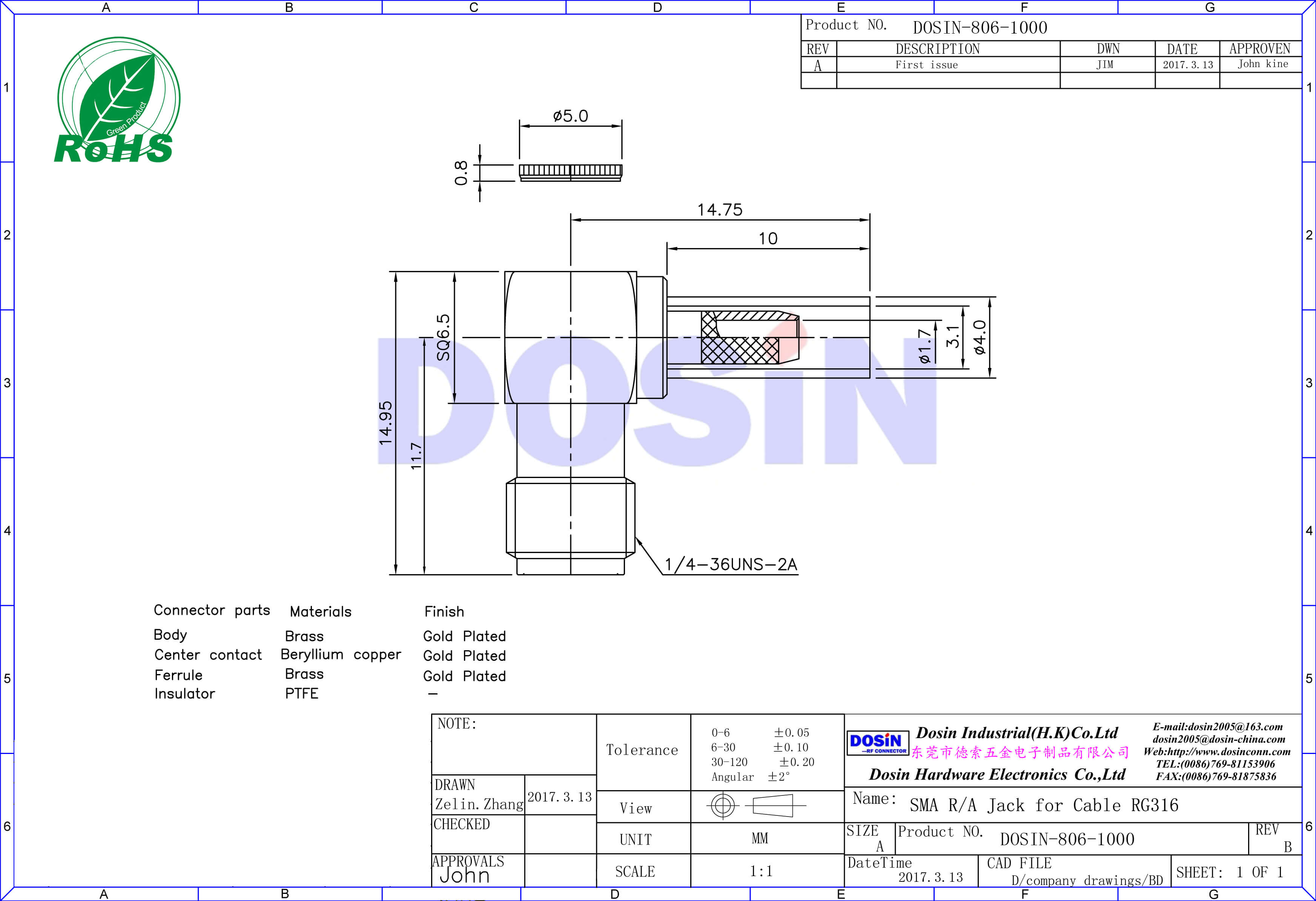 sma連接器彎式壓接母頭同軸線纜RG316