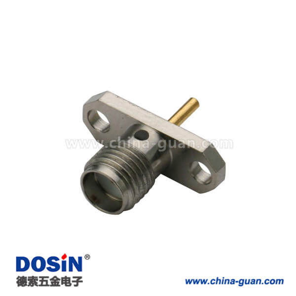 sma射頻同軸2孔法蘭盤(pán)座直式連接器母頭